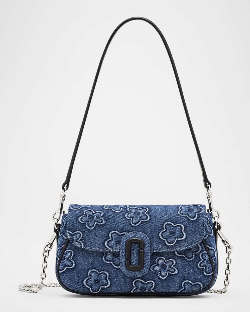 Puffy Daisy Shoulder Bag in Denim